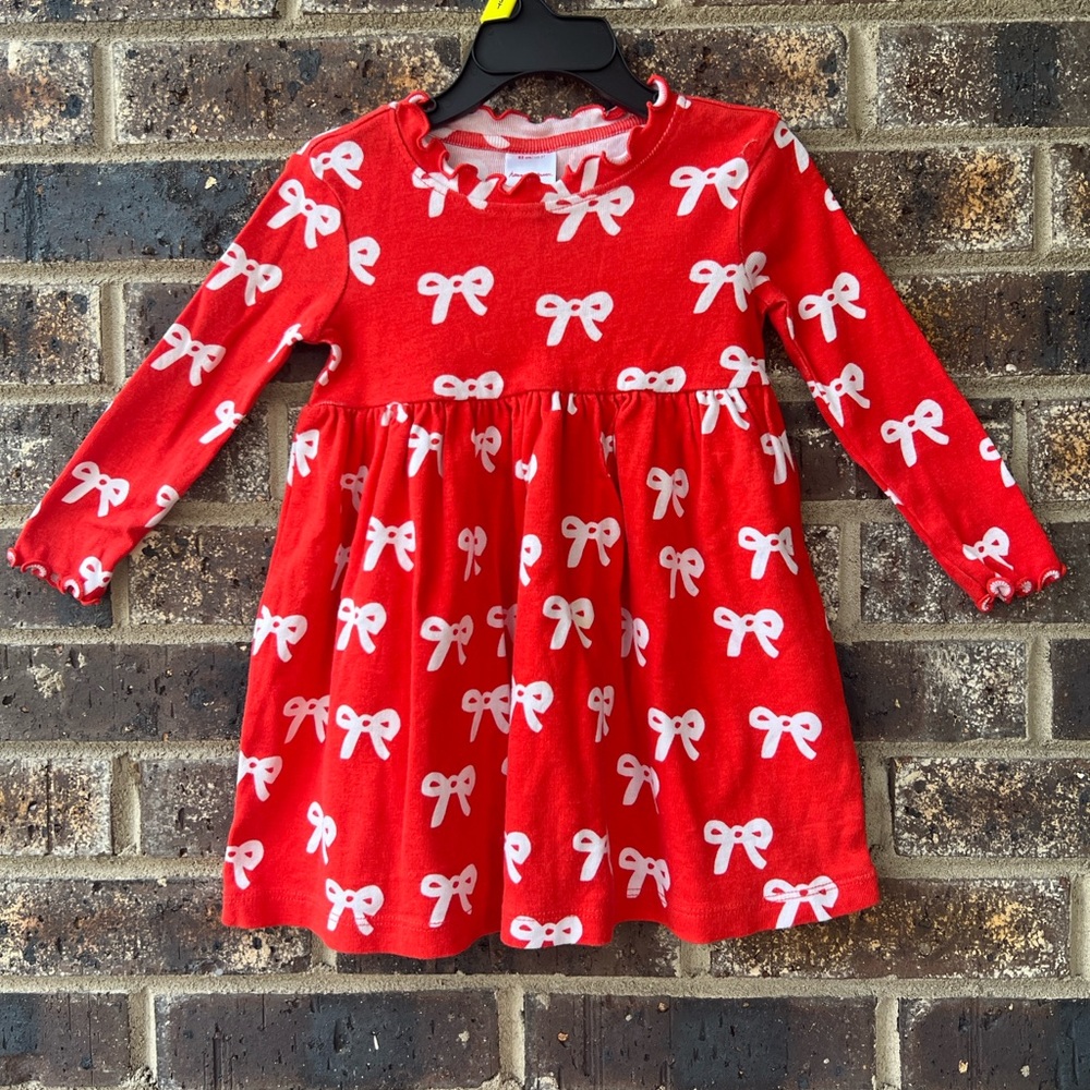 Hanna Anderson Red and White Bow Dress 2T